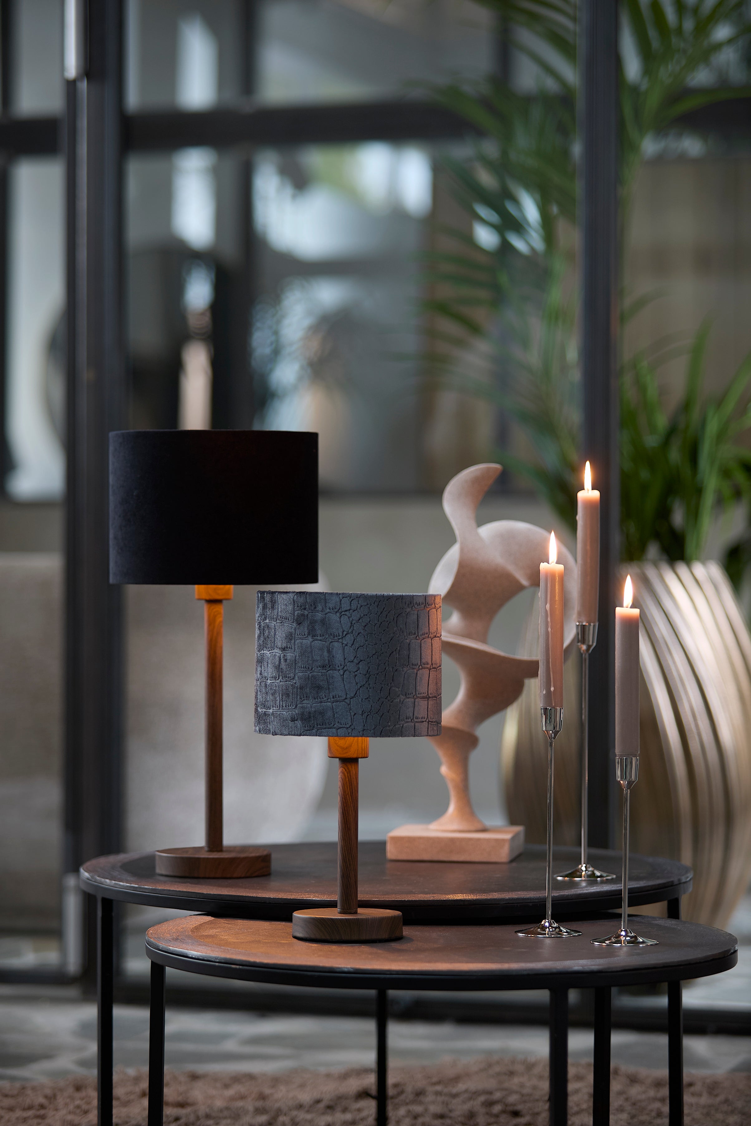 Pied de lampe Ø14x39,5 cm WASHINGTON motif bois brun foncé