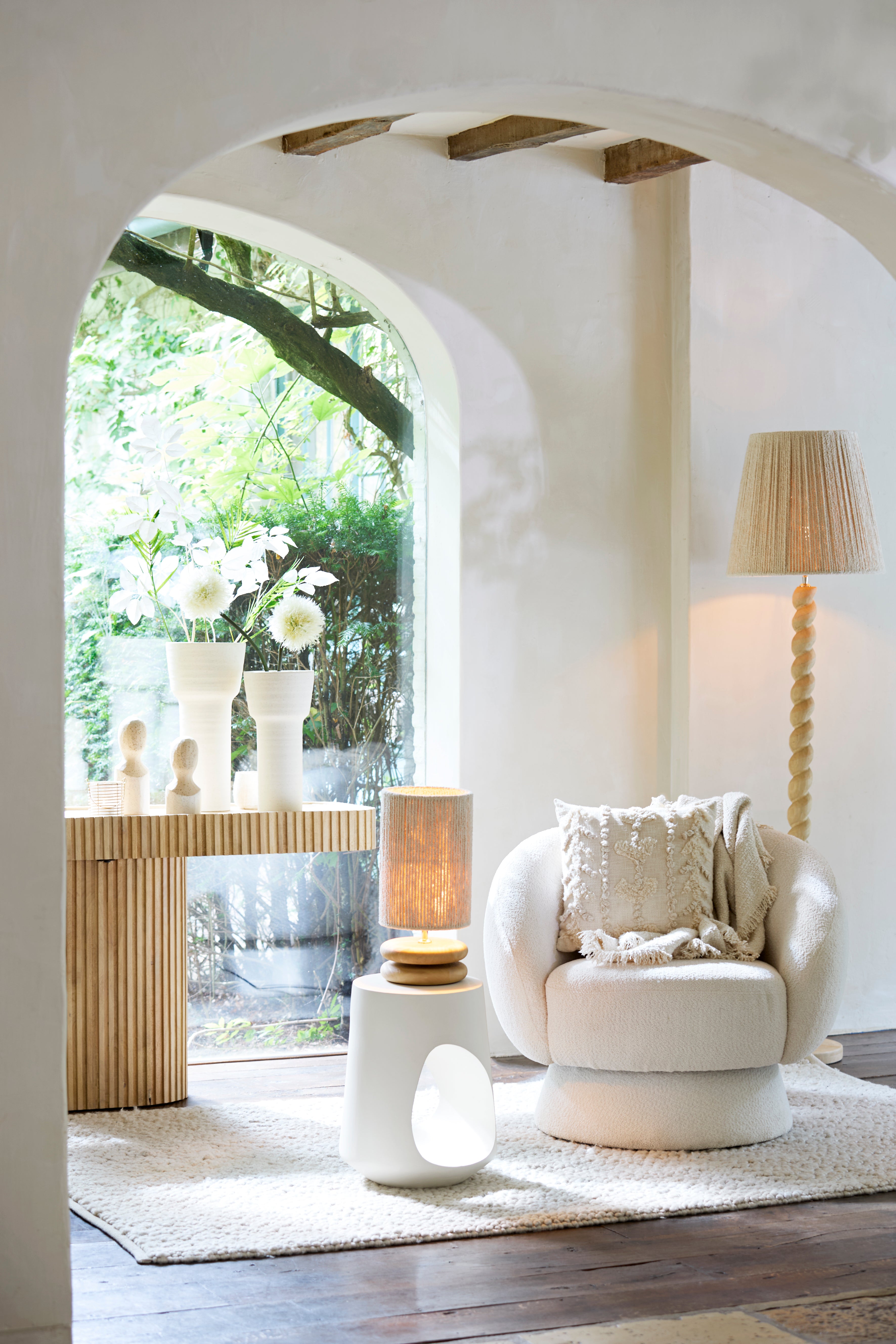 Abat-jour tambour 45-30-40 cm MEDANA chenille crème