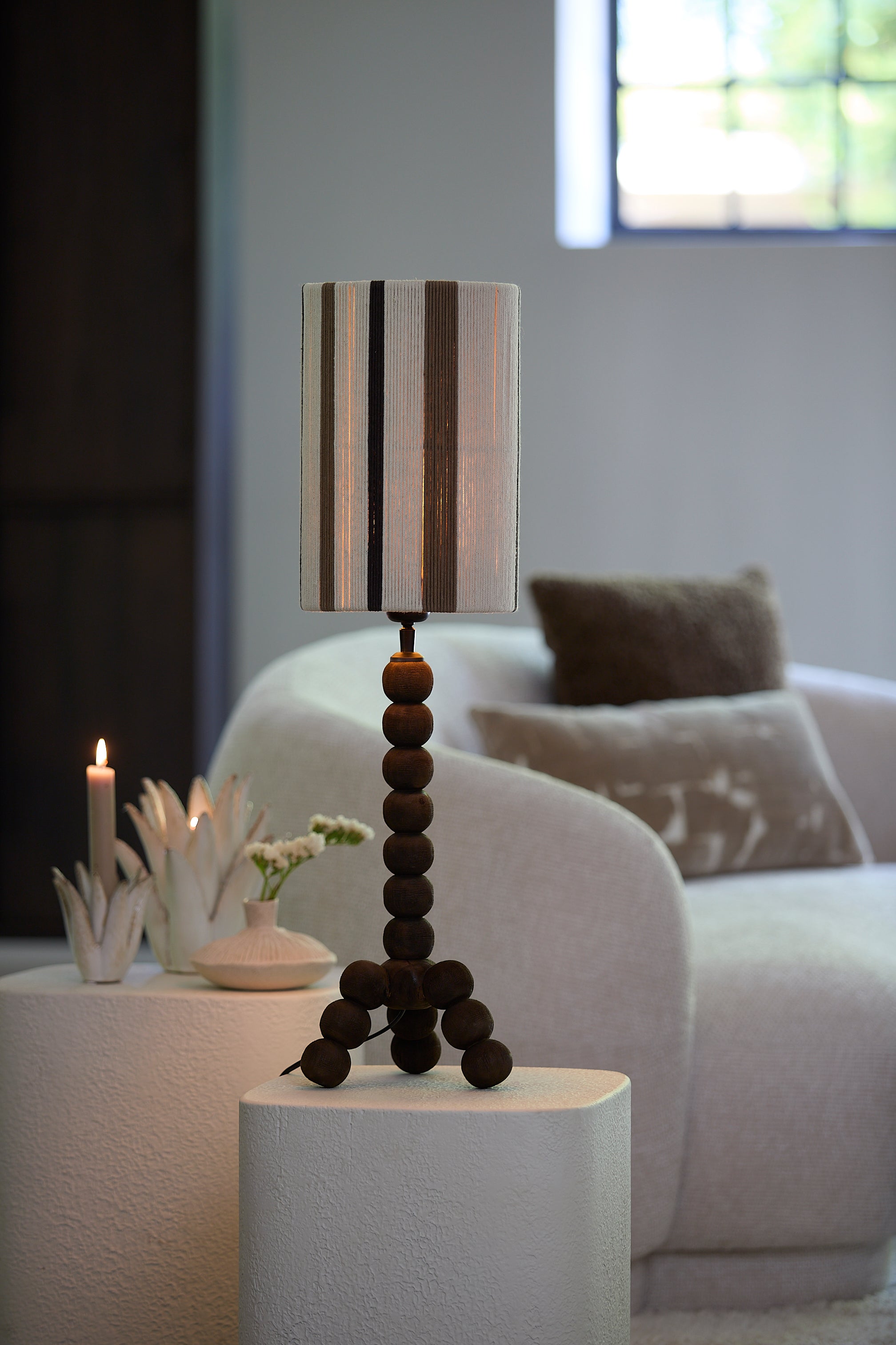 Abat-jour cylindre 20-20-30 cm MEDAN crème+brun+brun foncé