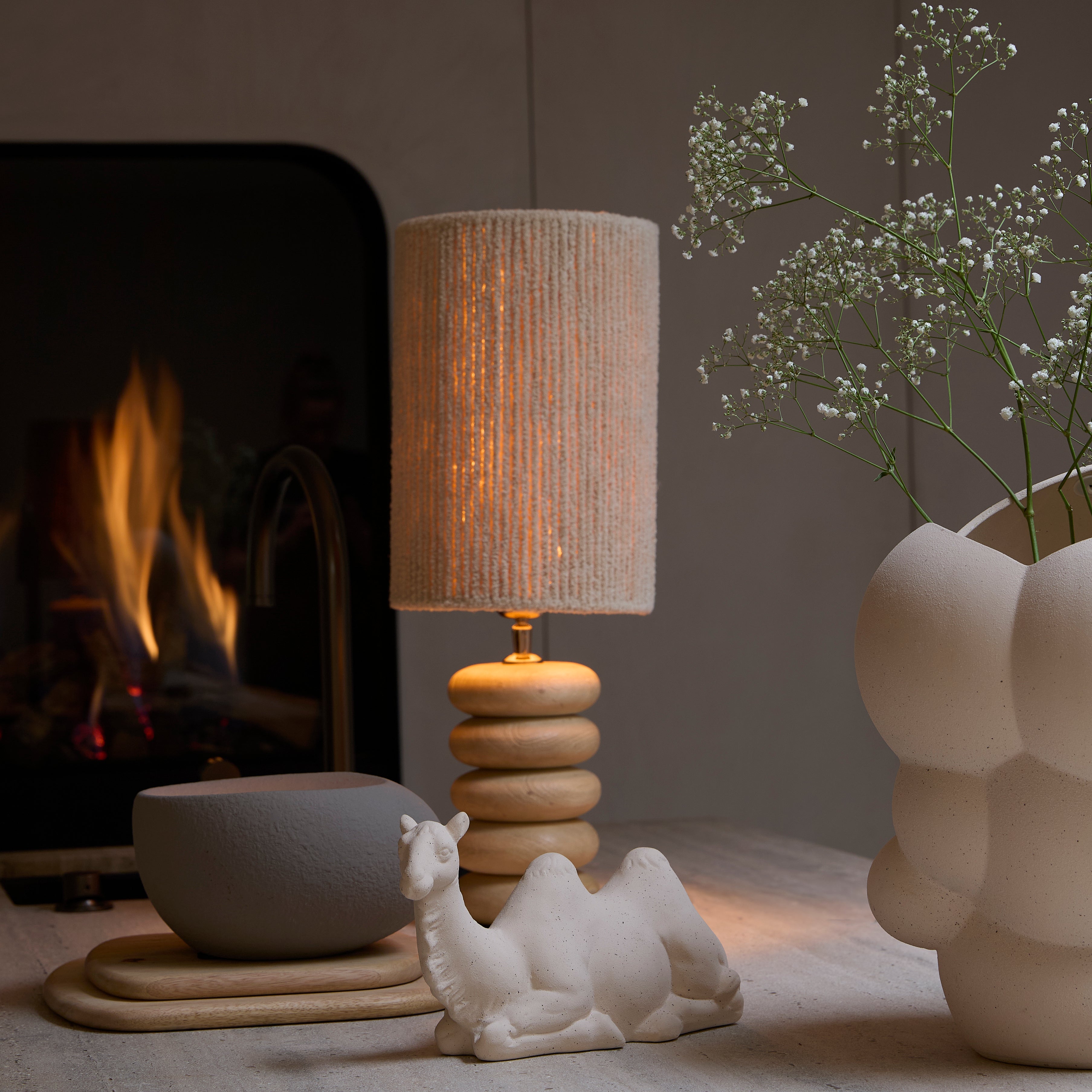 Abat-jour cylindre 20-20-30 cm MEDANA chenille crème