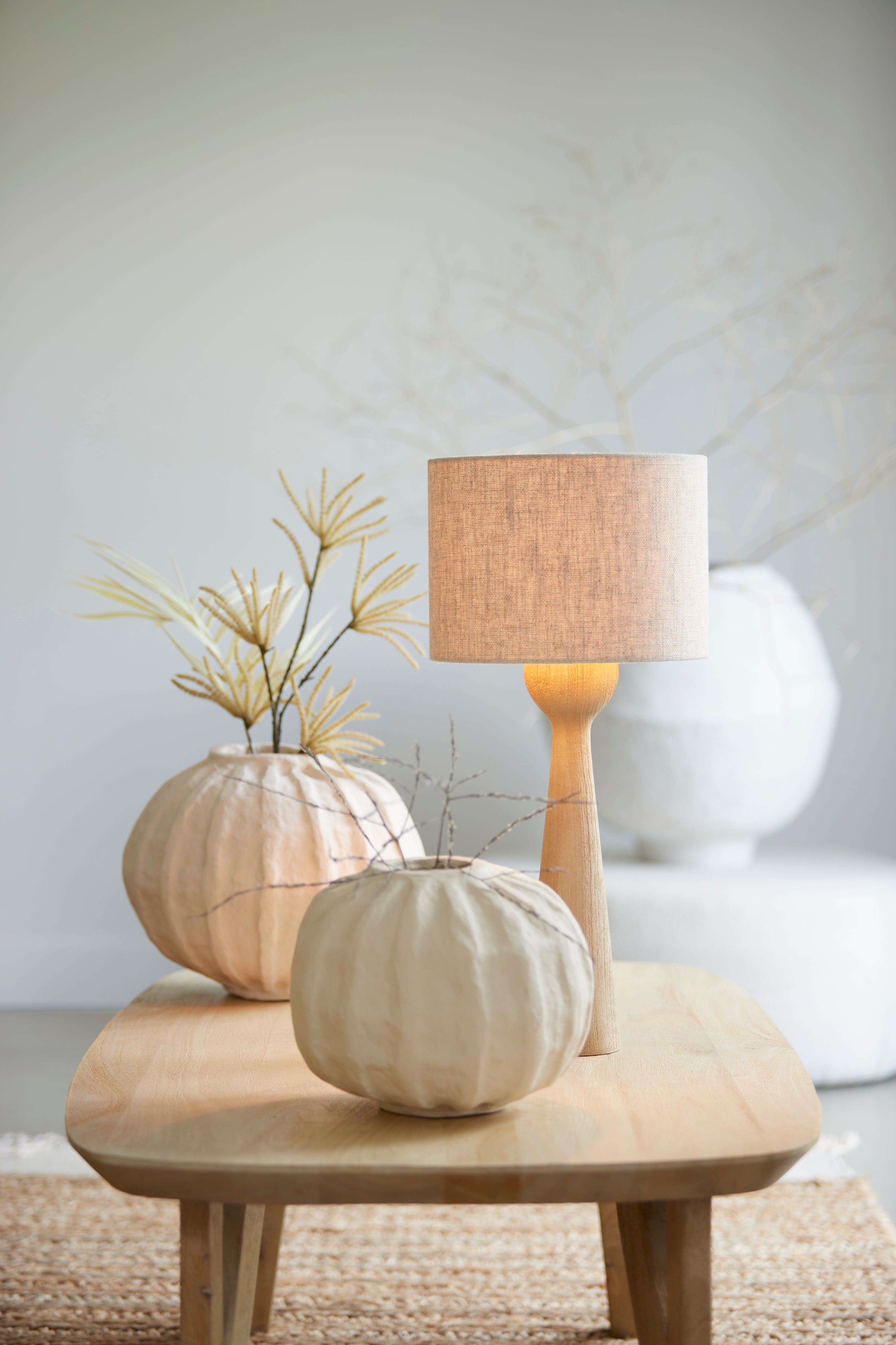 Pied de lampe Ø9x33 cm FESTINA bois naturel mat