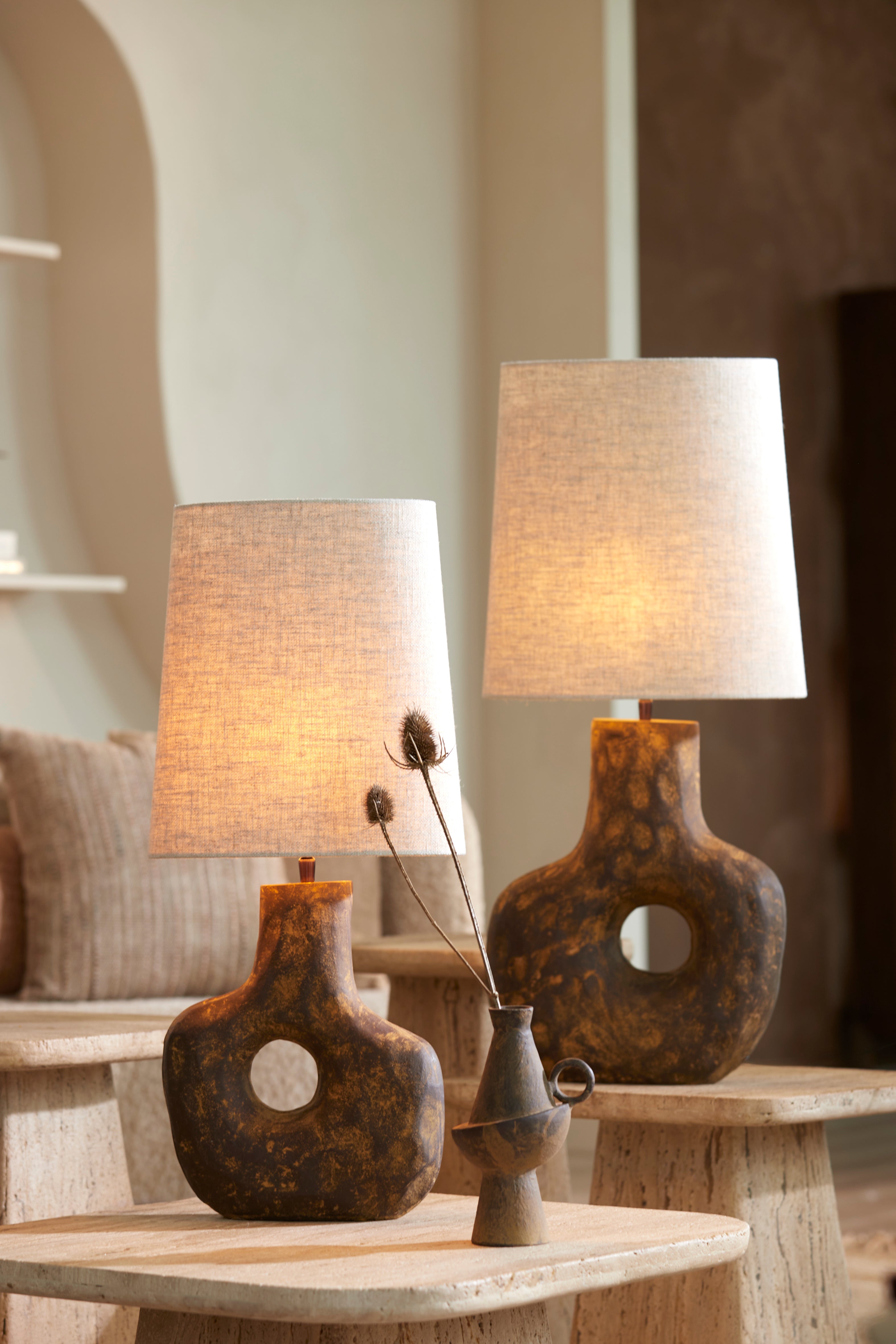 Pied de lampe 32,5x12x47,5 cm TARUGI brun antique