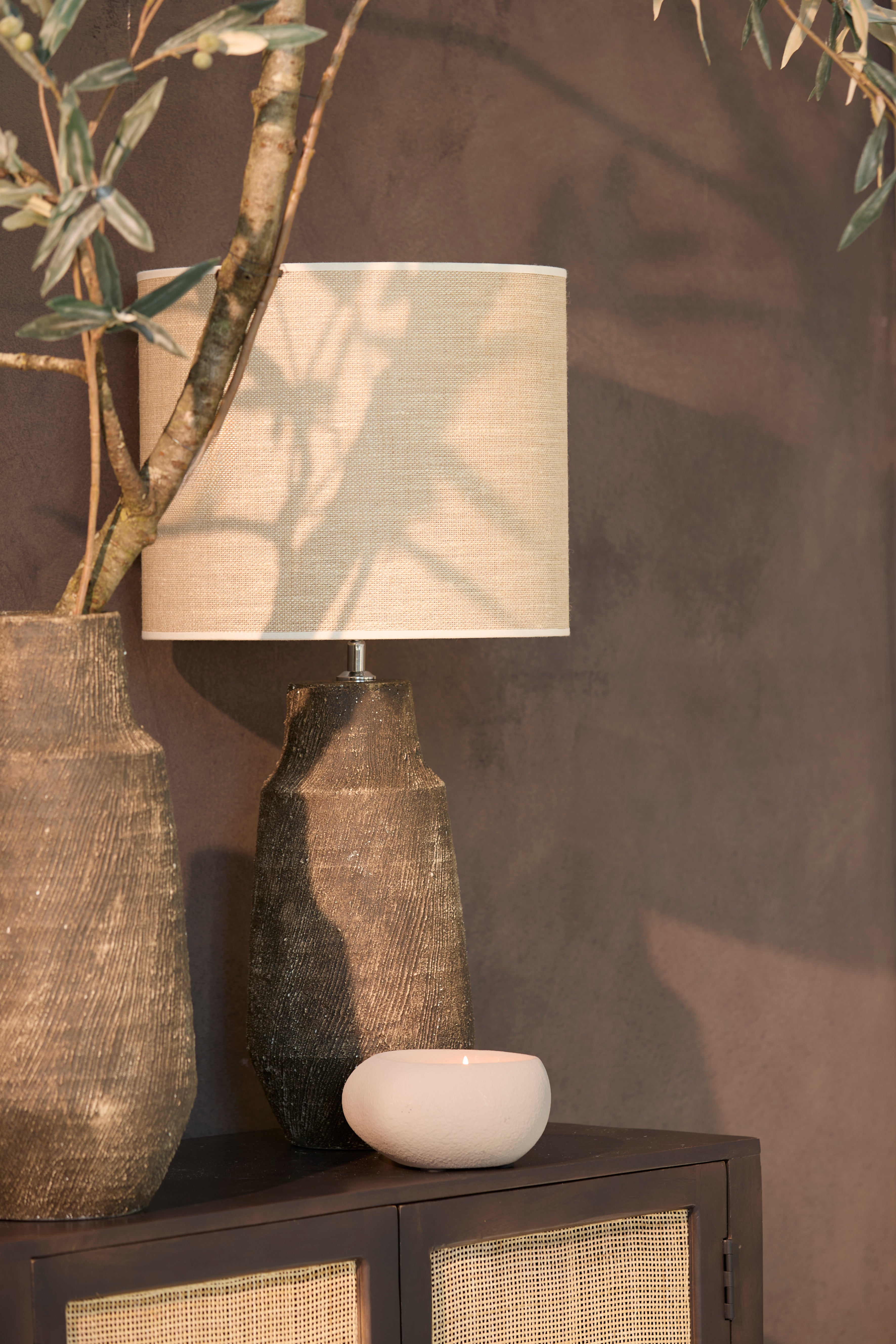 Pied de lampe Ø18,5x49,5 cm KIDIRA céramique brun foncé