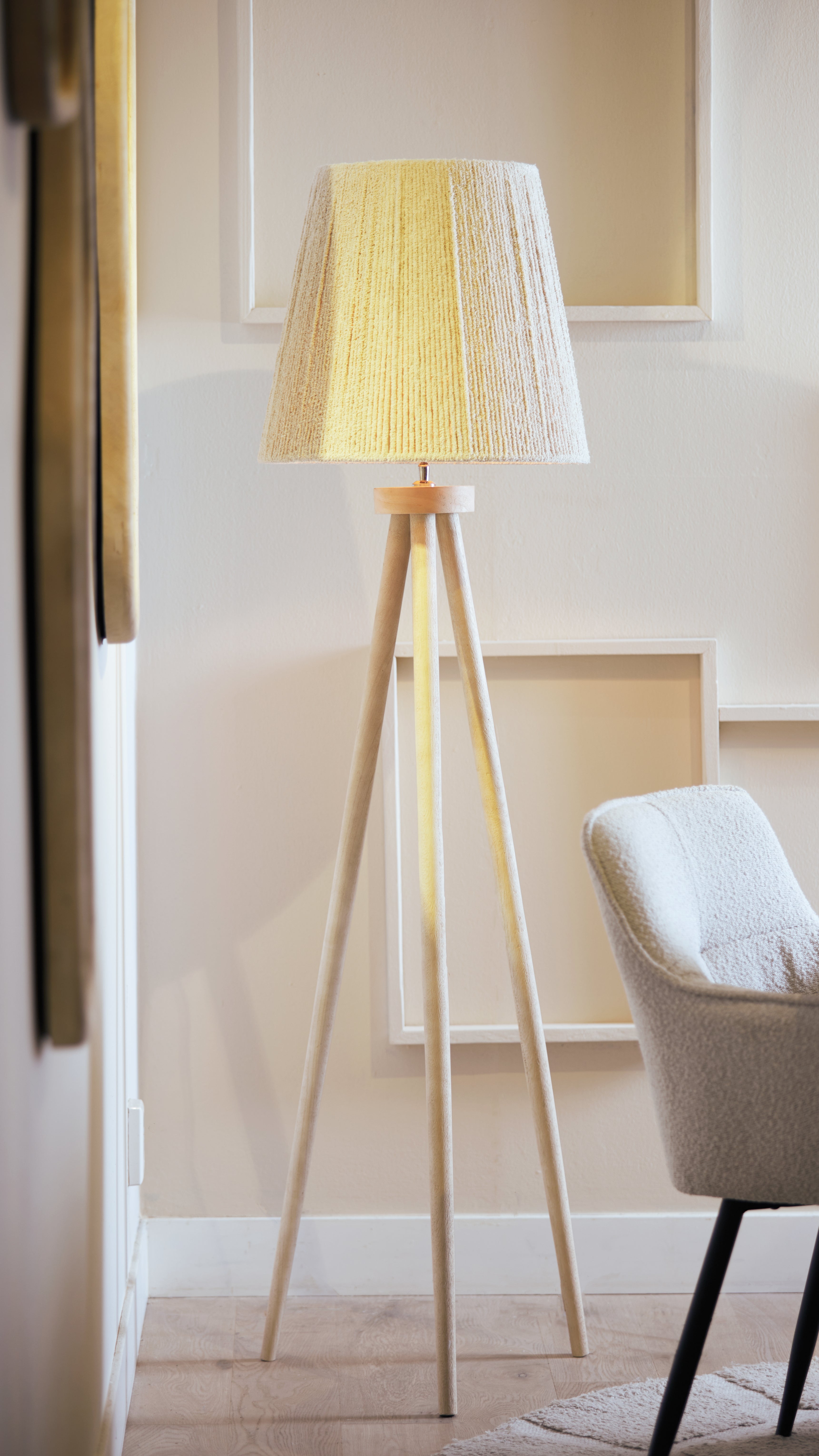 Abat-jour tambour 45-30-40 cm MEDANA chenille crème