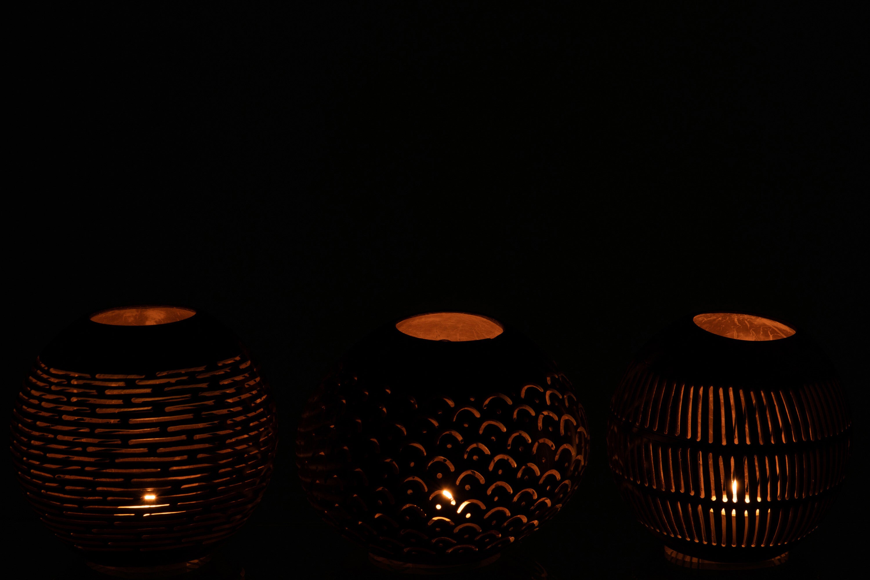 Photophore noix de coco - Assortiment de 3