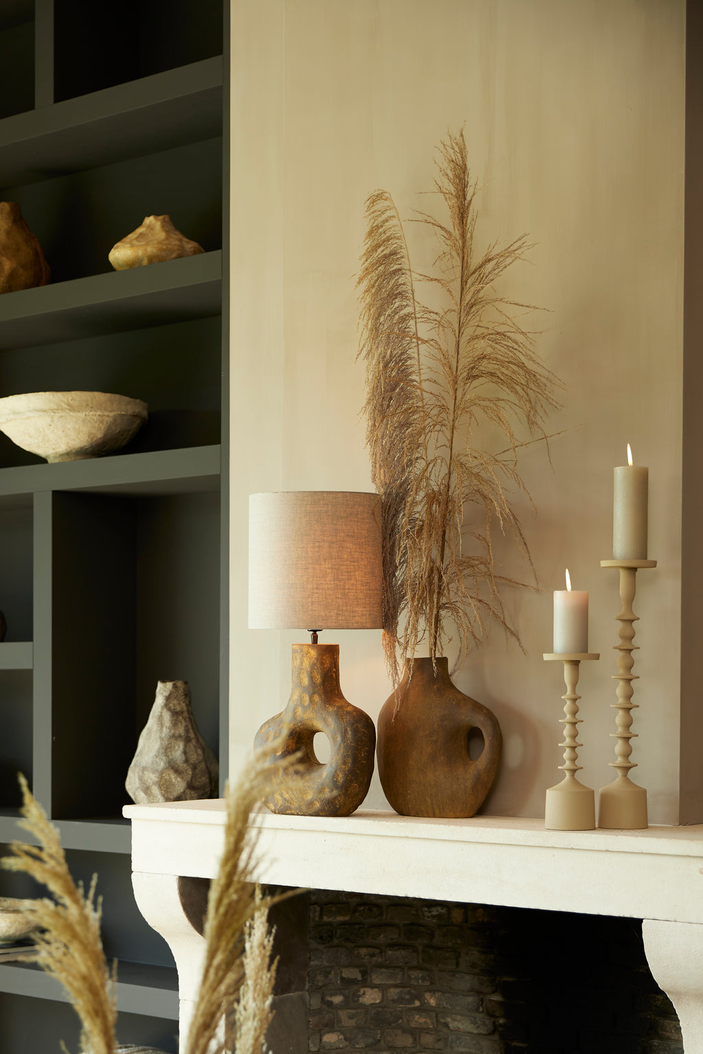 Pied de lampe 32,5x12x47,5 cm TARUGI brun antique