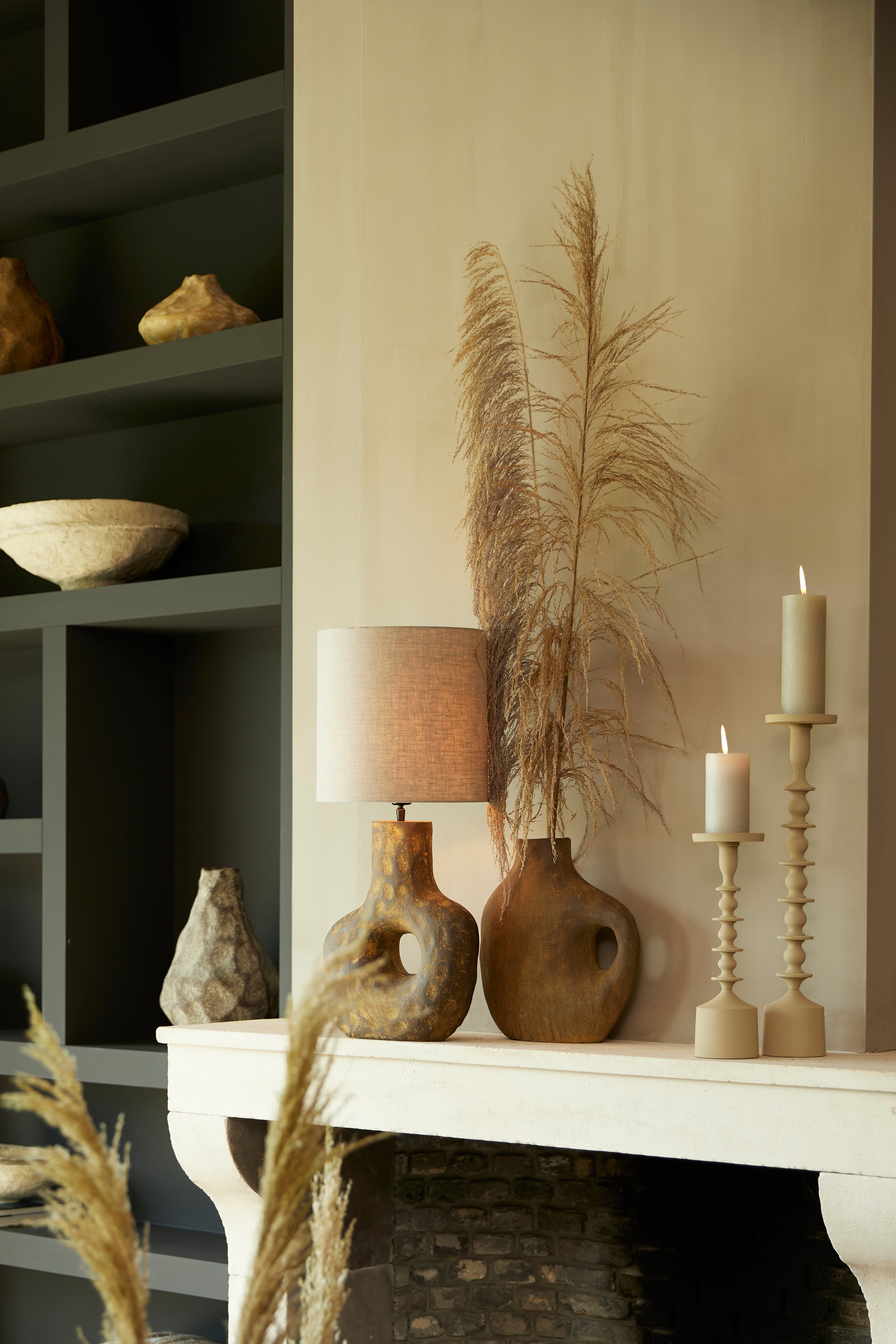 Pied de lampe 32,5x12x47,5 cm TARUGI brun antique