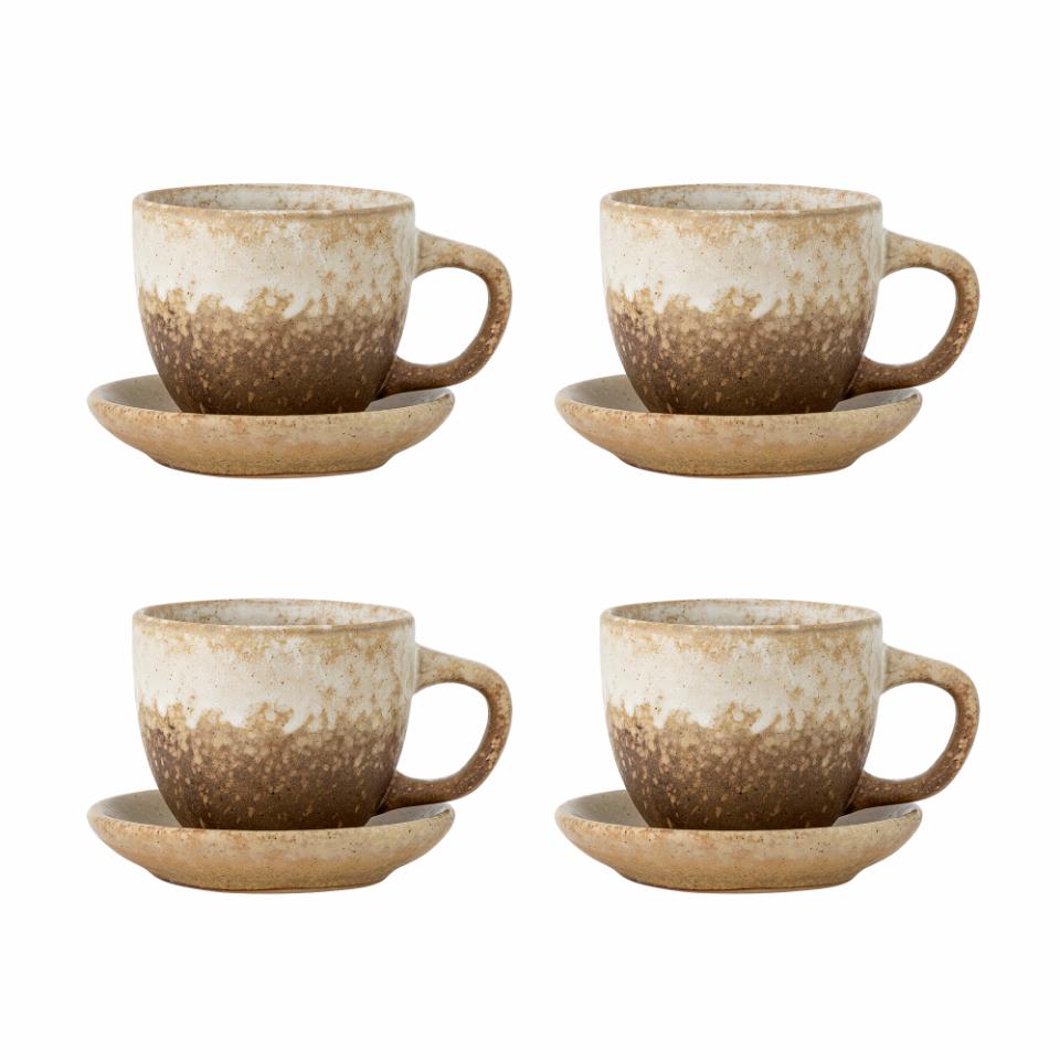 Brenta Tasse avec soucoupe - Nature (Lot de 4)