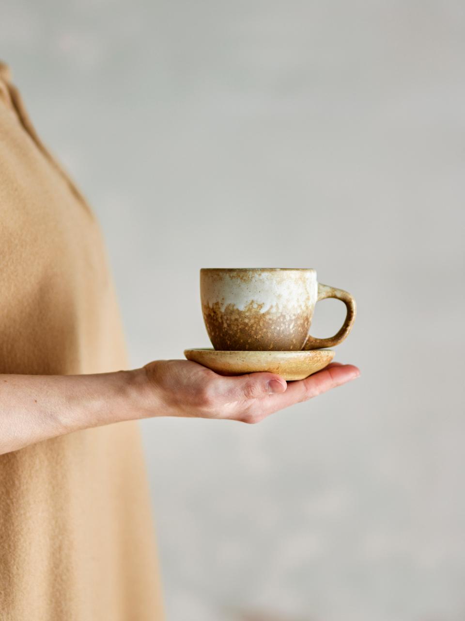 Brenta Tasse avec soucoupe - Nature (Lot de 4)